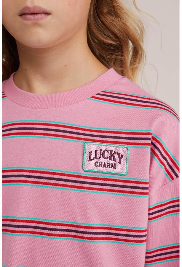 WE Fashion gestreepte longsleeve roze rood - Foto 2