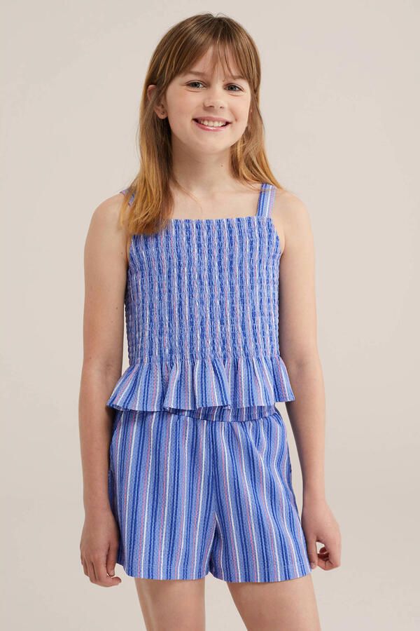 WE Fashion gestreepte mouwloze top blauw