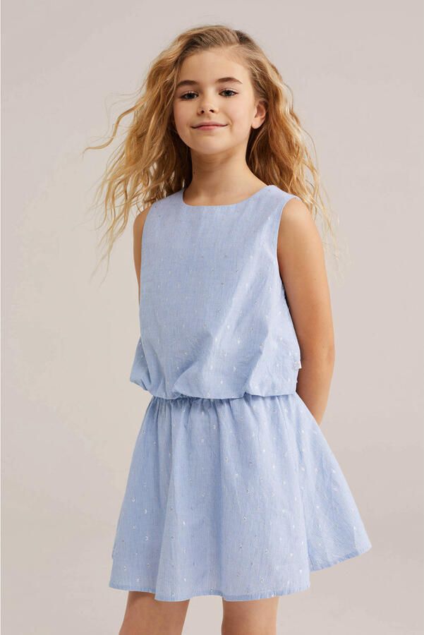 WE Fashion gestreepte mouwloze top lichtblauw
