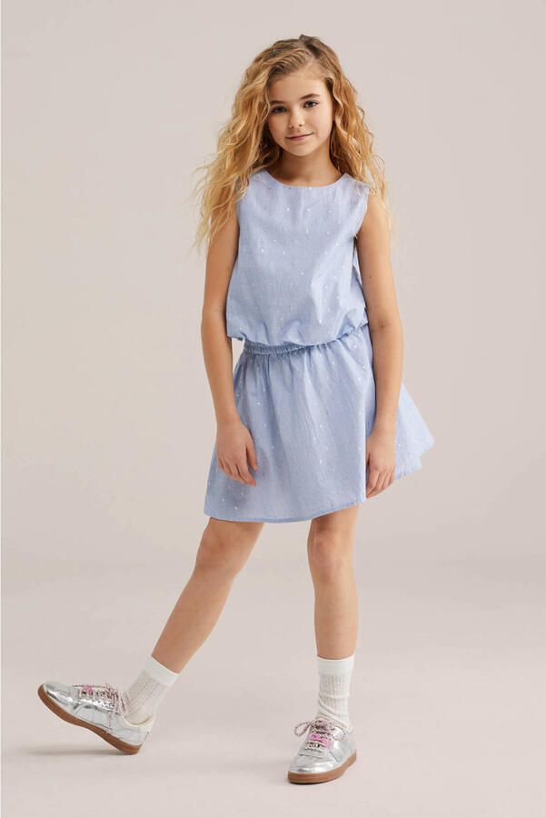 WE Fashion gestreepte mouwloze top lichtblauw - Foto 2