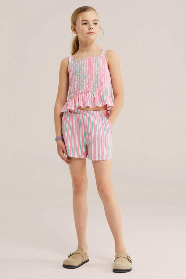 WE Fashion gestreepte mouwloze top roze - Foto 2