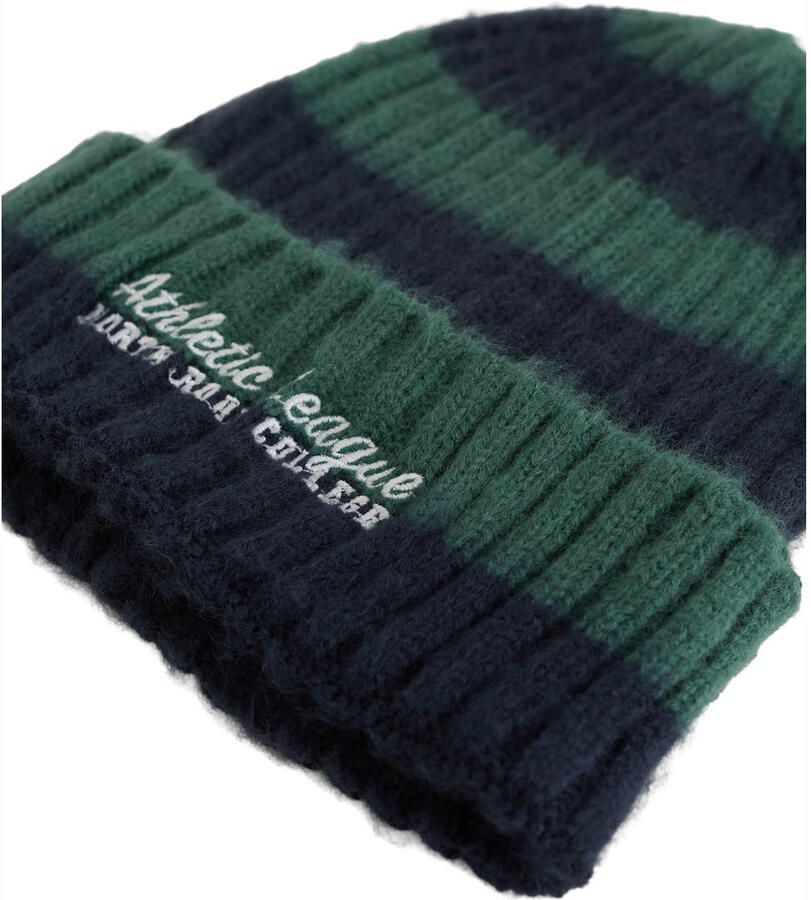 WE Fashion gestreepte muts donkerblauw donkergroen - Foto 2