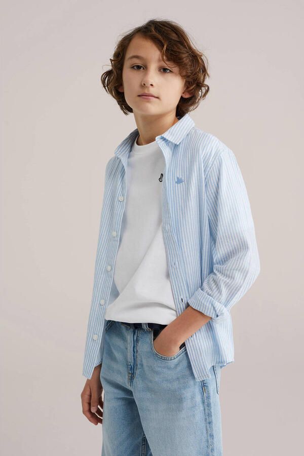 WE Fashion gestreepte overhemd lichtblauw