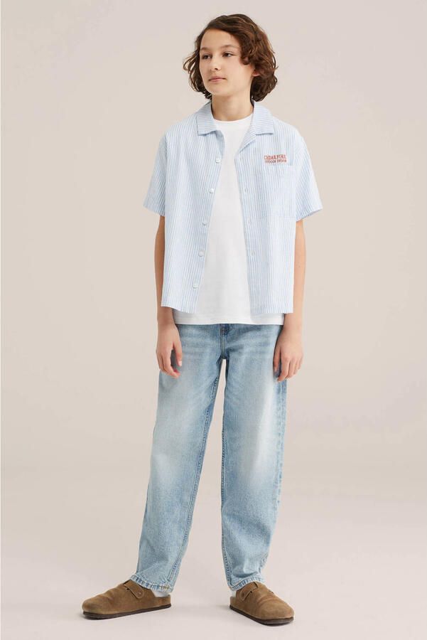 WE Fashion gestreepte overshirt lichtblauw - Foto 3