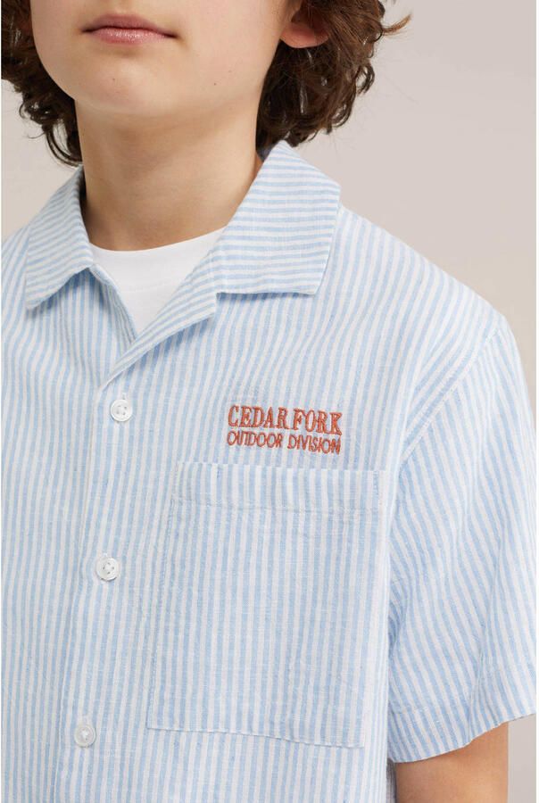 WE Fashion gestreepte overshirt lichtblauw - Foto 2