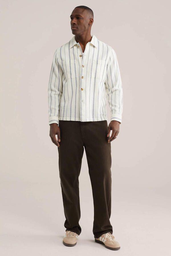 WE Fashion gestreepte overshirt met textuur ecru - Foto 3