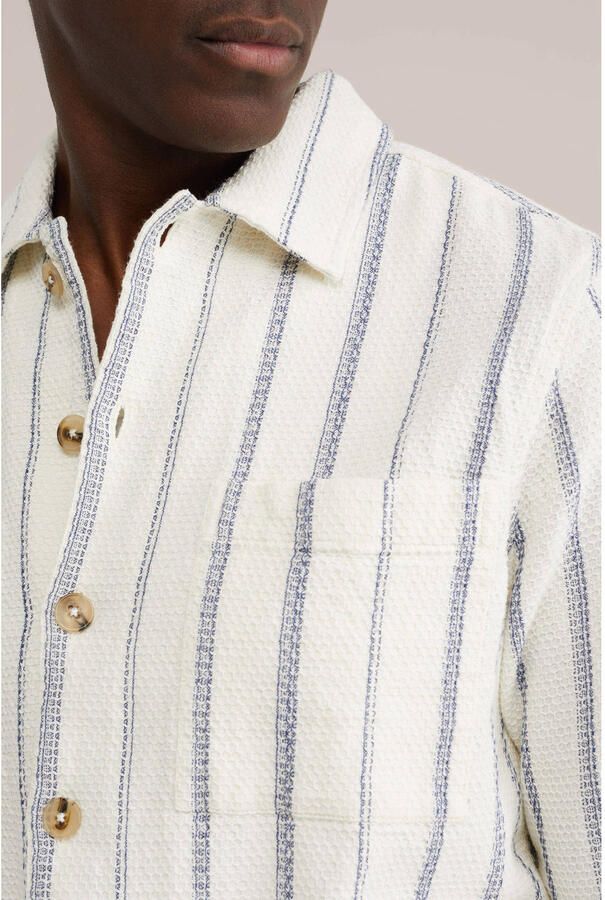 WE Fashion gestreepte overshirt met textuur ecru - Foto 2