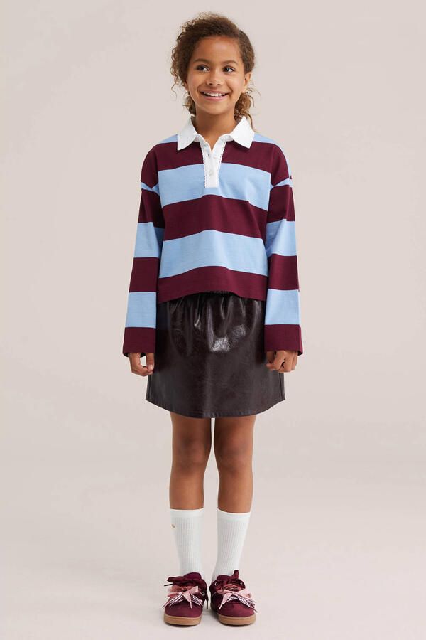 WE Fashion gestreepte polo donkerrood lichtblauw - Foto 2