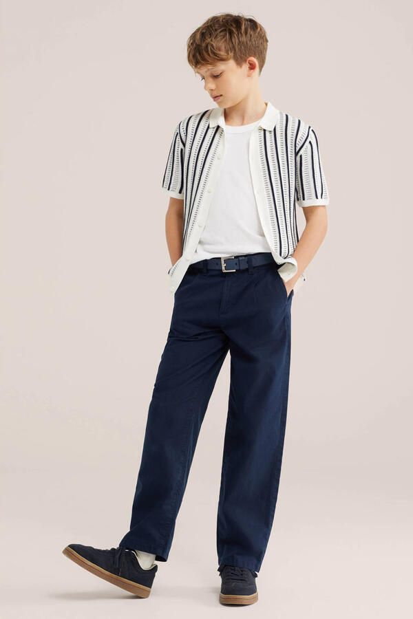 WE Fashion gestreepte polo gebreid wit - Foto 3