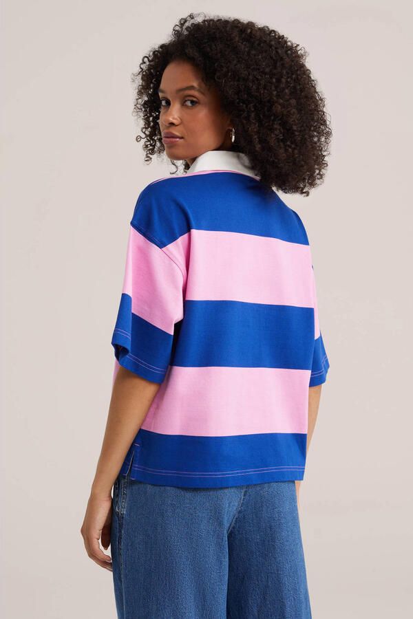 WE Fashion gestreepte polo roze - Foto 3