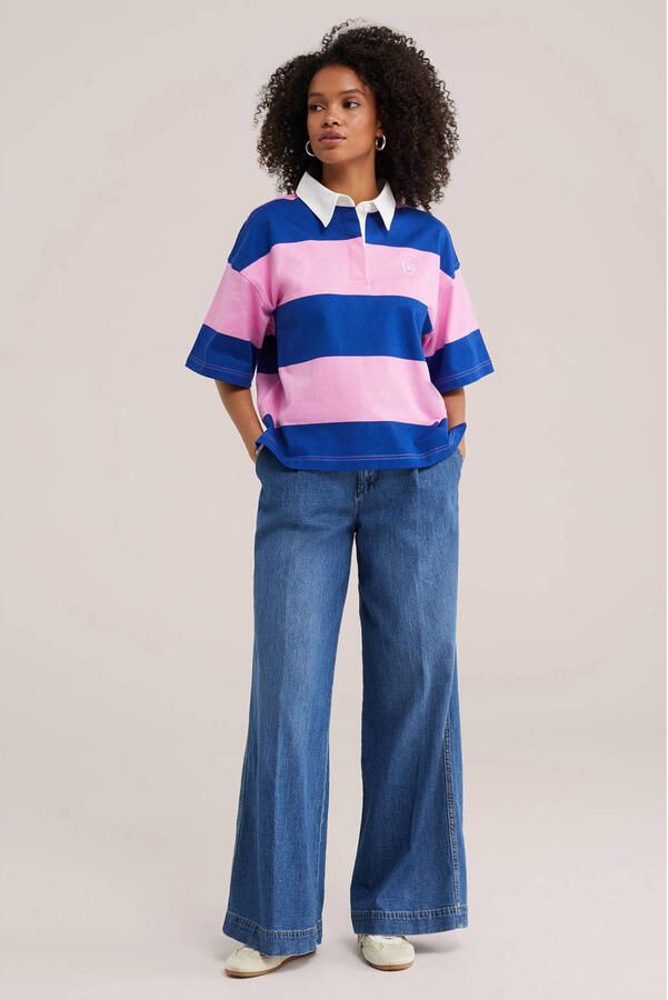 WE Fashion gestreepte polo roze - Foto 2