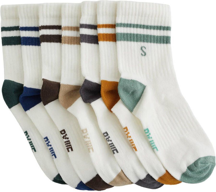 WE Fashion gestreepte sokken offwhite meerkleurig