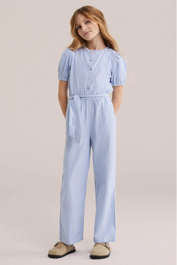 WE Fashion gestreepte Straight jumpsuit lichtblauw - Foto 2