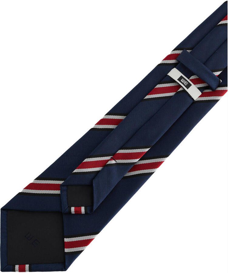 WE Fashion gestreepte stropdas donkerblauw - Foto 2