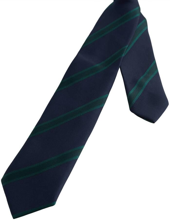 WE Fashion gestreepte stropdas donkerblauw groen Jongens Polyester Streep maat S