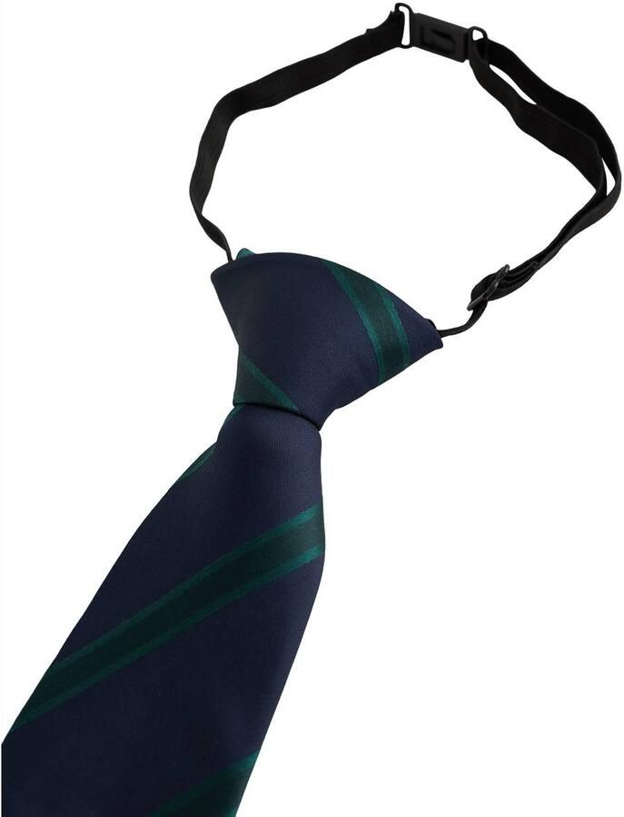 WE Fashion gestreepte stropdas donkerblauw groen Jongens Polyester Streep maat S - Foto 2