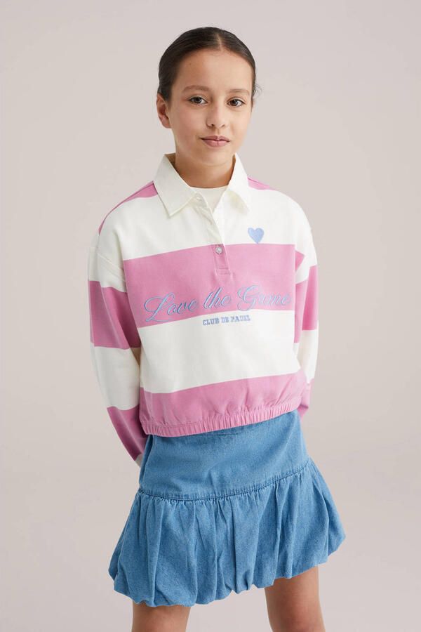 WE Fashion gestreepte sweater roze