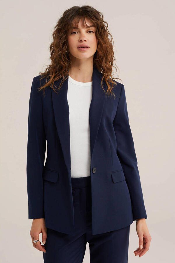 WE Fashion getailleerde blazer donkerblauw
