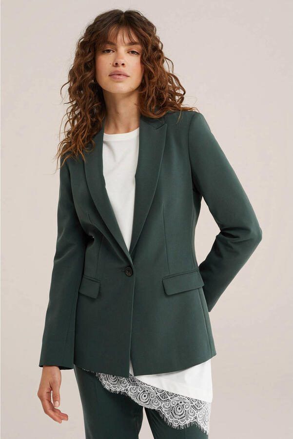 WE Fashion getailleerde blazer donkergroen
