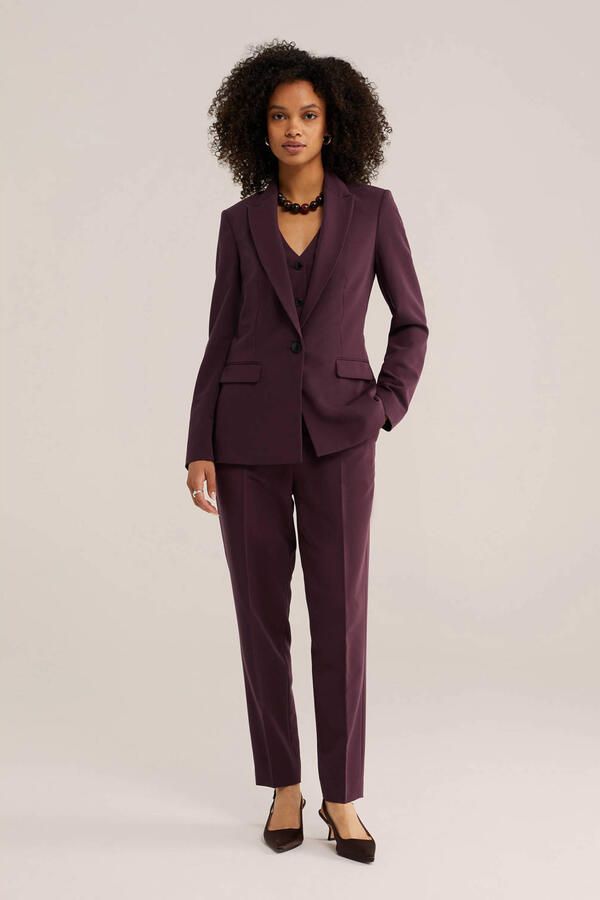 WE Fashion getailleerde blazer met split donkerpaars - Foto 2