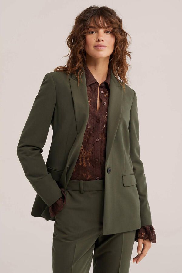 WE Fashion getailleerde blazer met split kaki