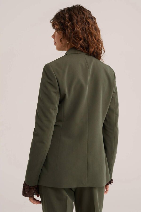 WE Fashion getailleerde blazer met split kaki - Foto 3