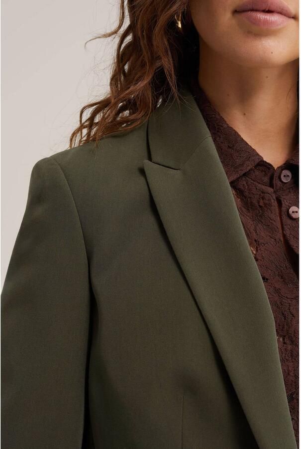 WE Fashion getailleerde blazer met split kaki - Foto 2