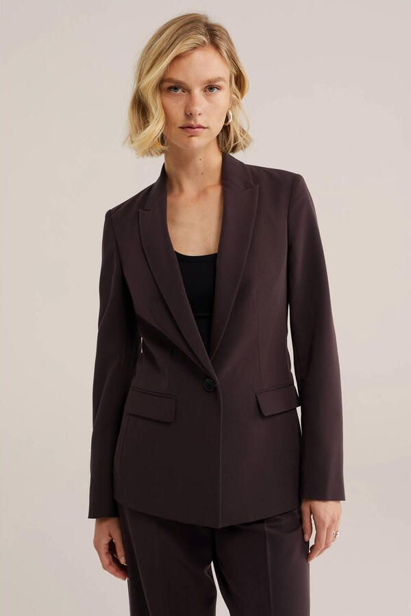 WE Fashion getailleerde blazer met split zwart