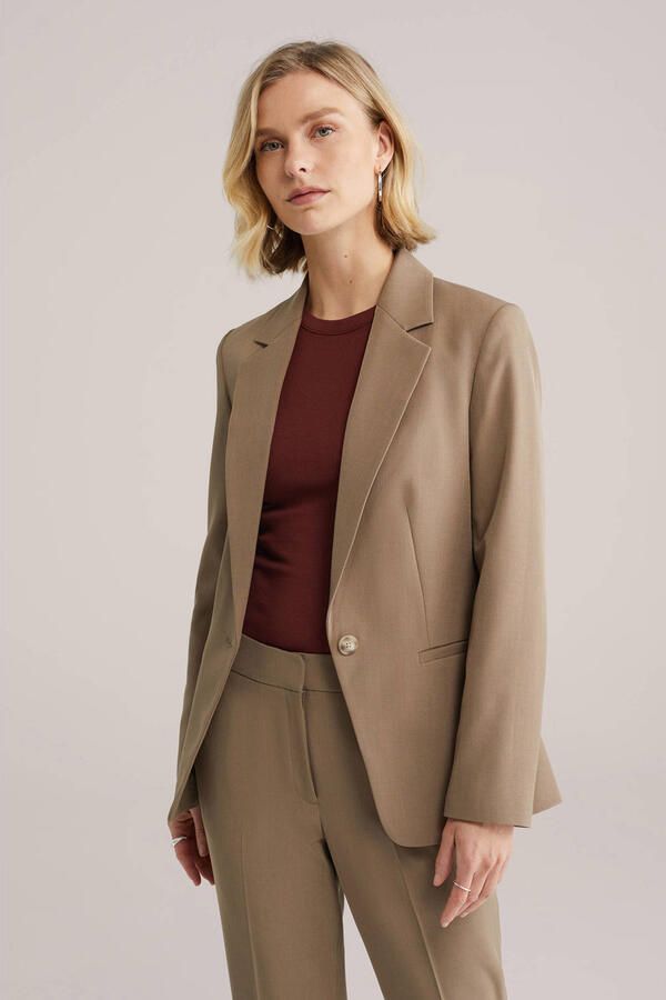 WE Fashion getailleerde blazer taupe