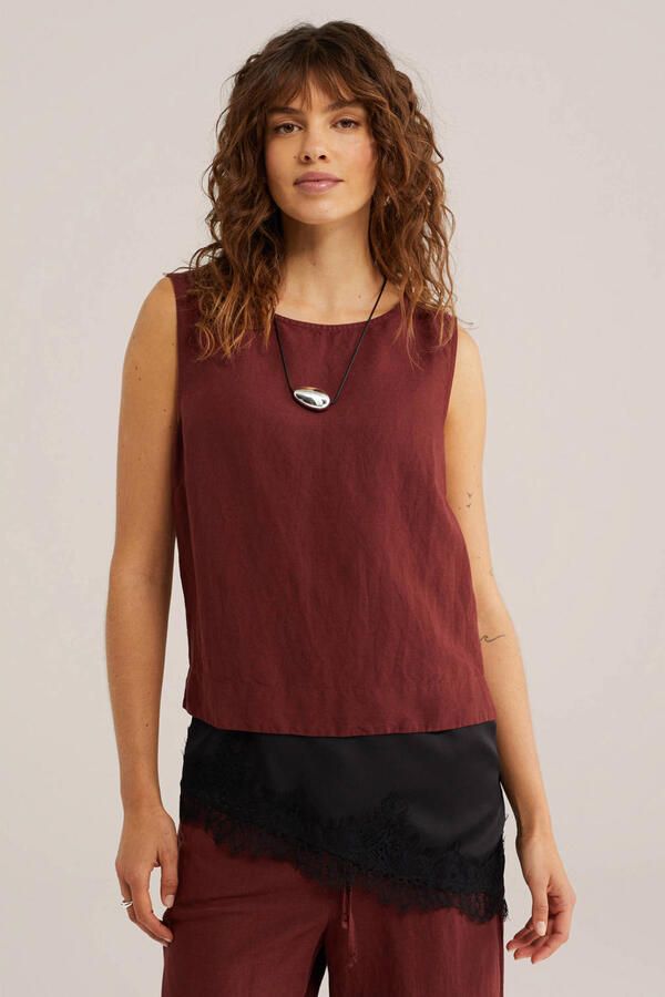 WE Fashion geweven top donkerrood
