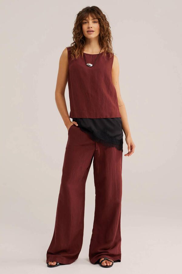 WE Fashion geweven top donkerrood - Foto 3