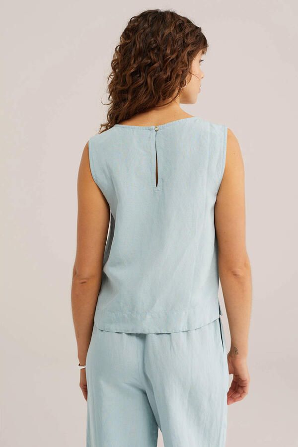 WE Fashion geweven top lichtblauw - Foto 3