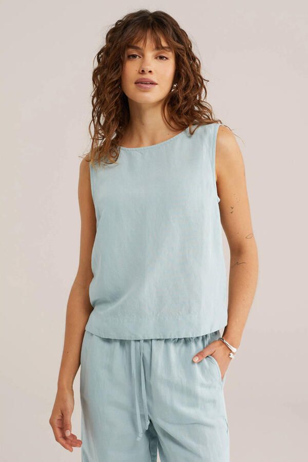 WE Fashion geweven top lichtblauw