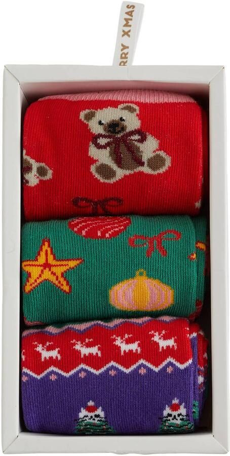 WE Fashion giftbox sokken kerst set van 3 multi - Foto 3