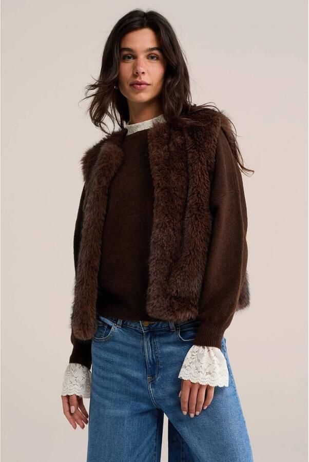 WE Fashion gilet donkerbruin