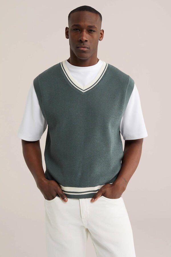 WE Fashion gilet gebreid groen