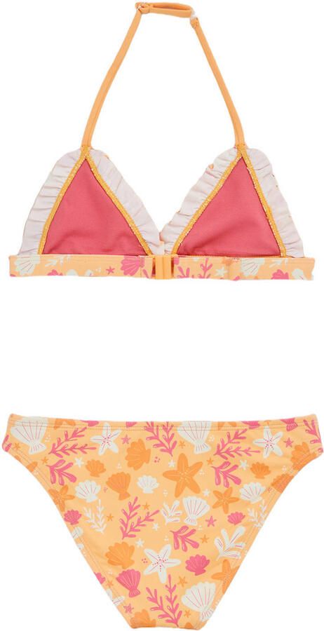 WE Fashion halter bikini met ruches oranje roze - Foto 3