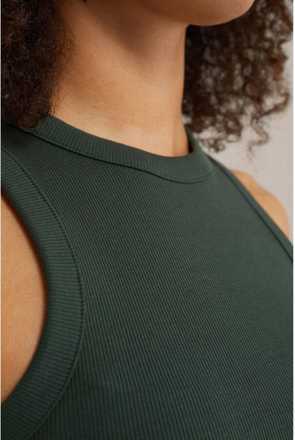 WE Fashion haltertop donkergroen rib gebreid - Foto 2