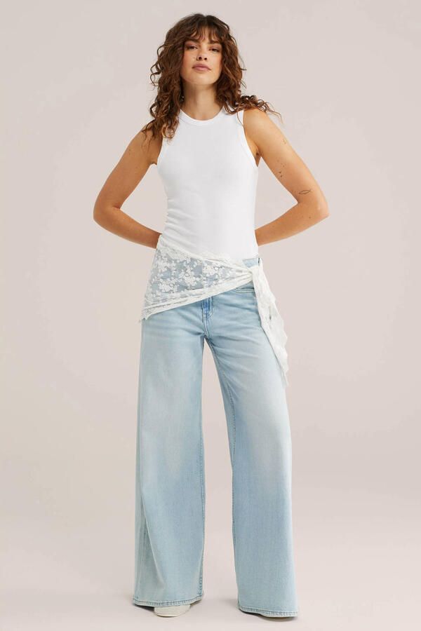 WE Fashion haltertop rib gebreid wit - Foto 3