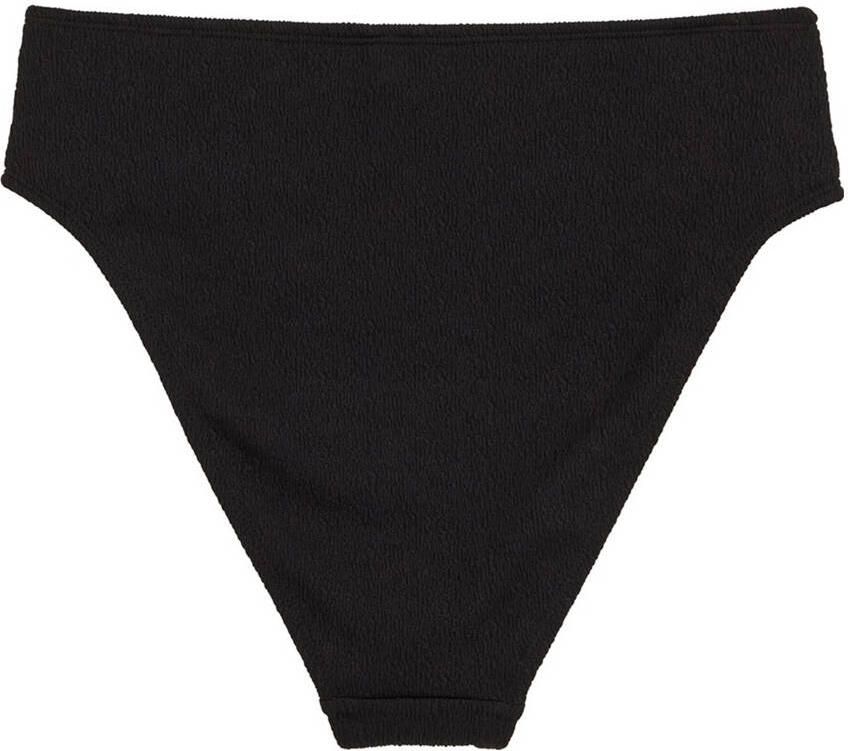 WE Fashion high waist bikinibroekje met textuur zwart - Foto 2