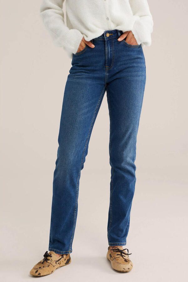 WE Fashion high waist regular fit jeans mediumblauw
