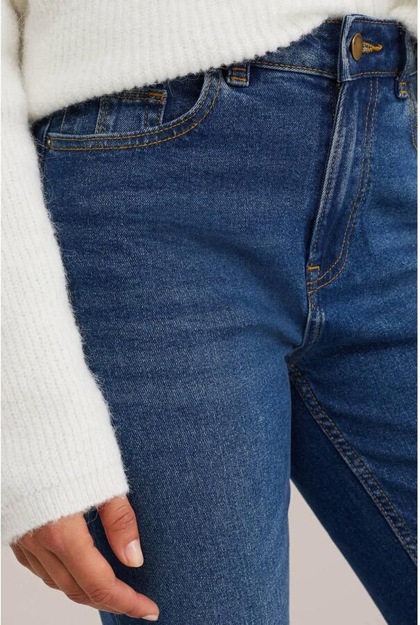 WE Fashion high waist regular fit jeans mediumblauw - Foto 2
