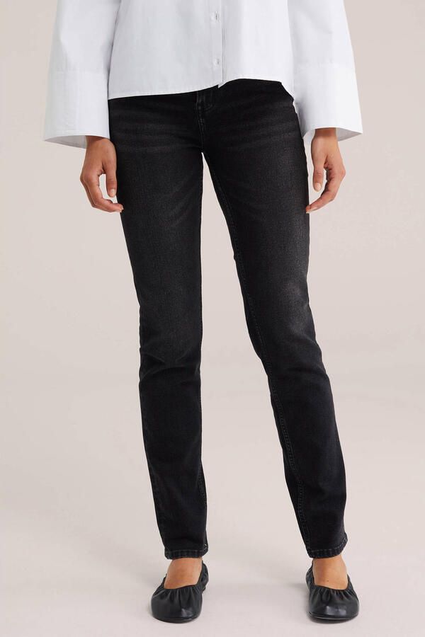WE Fashion Blue Ridge high waist regular fit jeans zwart
