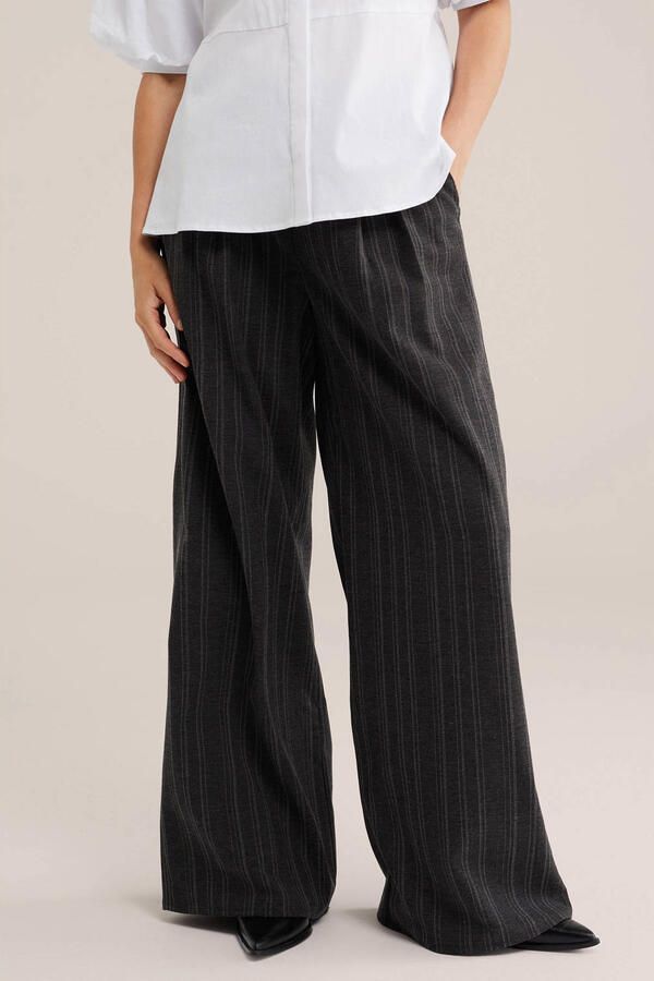 WE Fashion high waist wide leg broek grijs