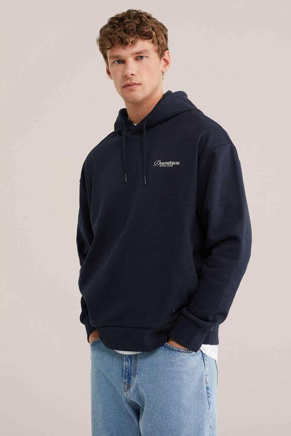 WE Fashion hoodie met backprint donkerblauw