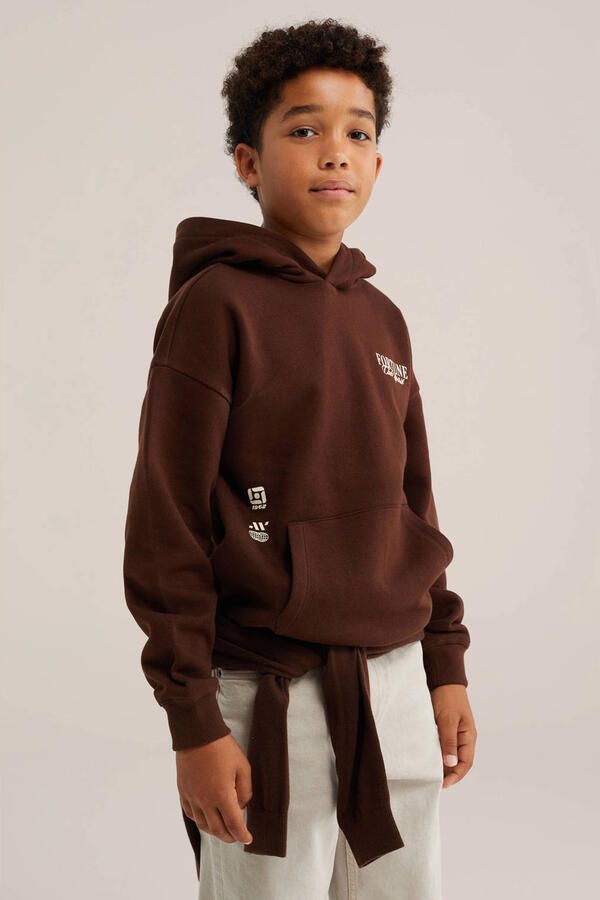 WE Fashion hoodie met backprint donkerbruin