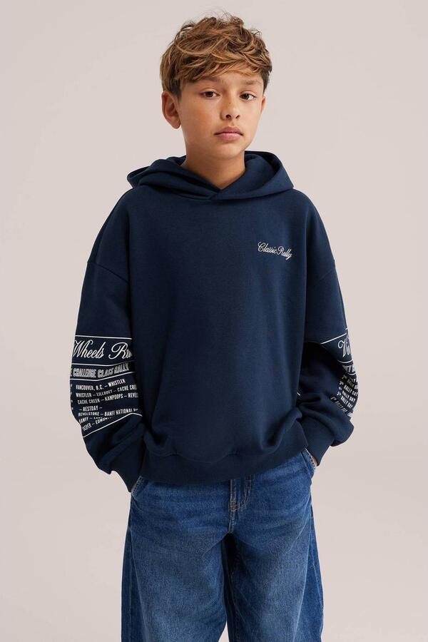 WE Fashion hoodie met backprint heavy blue Sweater Blauw All over print