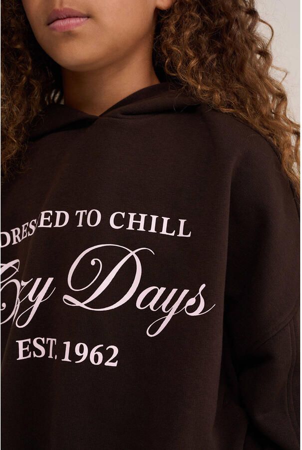 WE Fashion hoodie met print donkerbruin - Foto 2