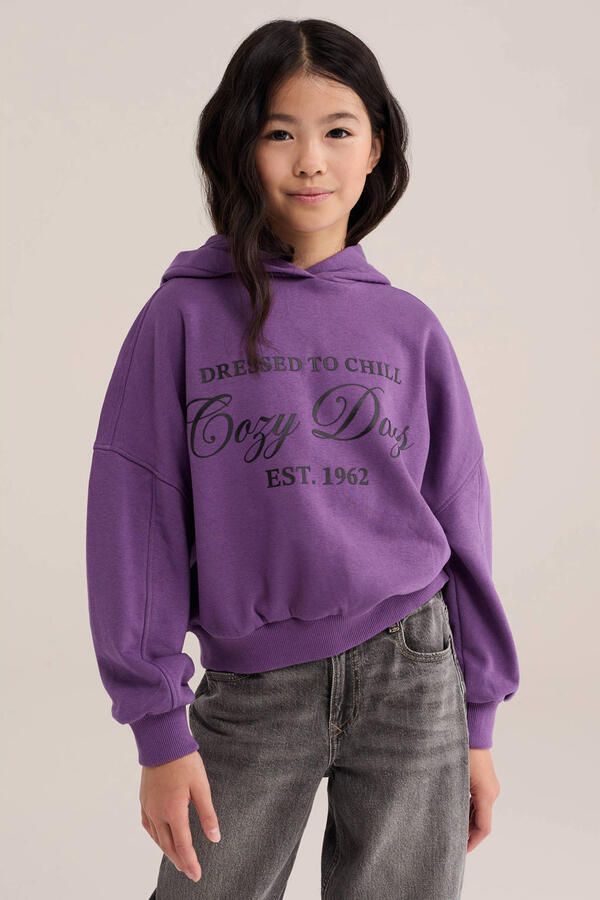 WE Fashion hoodie met print paars