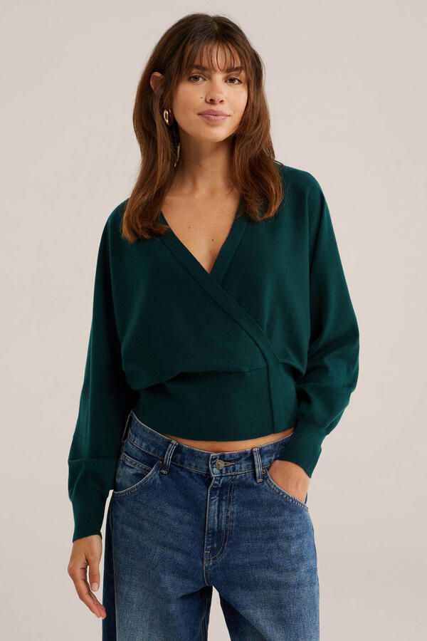 WE Fashion gebreide trui met wol groen